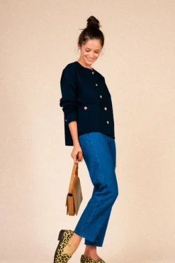 VESTE CHARONNE GABARDINE MARINE