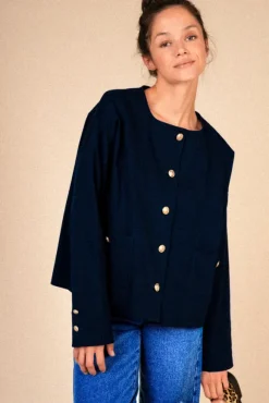 VESTE CHARONNE GABARDINE MARINE