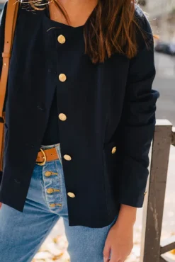 VESTE CHARONNE GABARDINE MARINE
