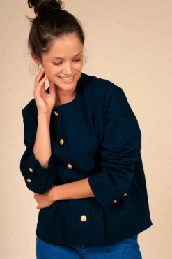 VESTE CHARONNE GABARDINE MARINE