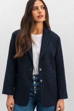 VESTE ÉNORA RAYÉE MARINE