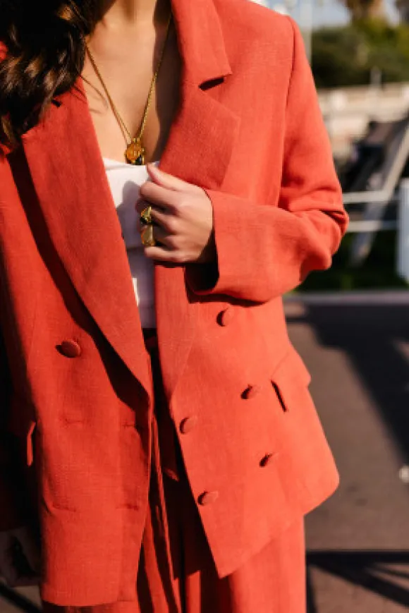 VESTE PADMÉ LIN VISCOSE TERRACOTTA